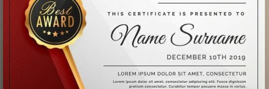 beautiful certificate template design with best award symbol
