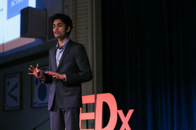 Adithya Chakravarthy at a TEDx Talk