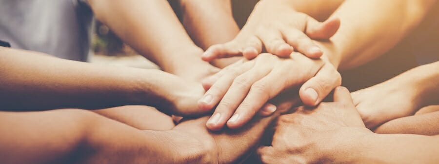 Business teamwork join hands together. Business teamwork concept