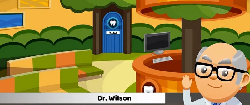 Computer character Dr. Wilson in virtual dentist office