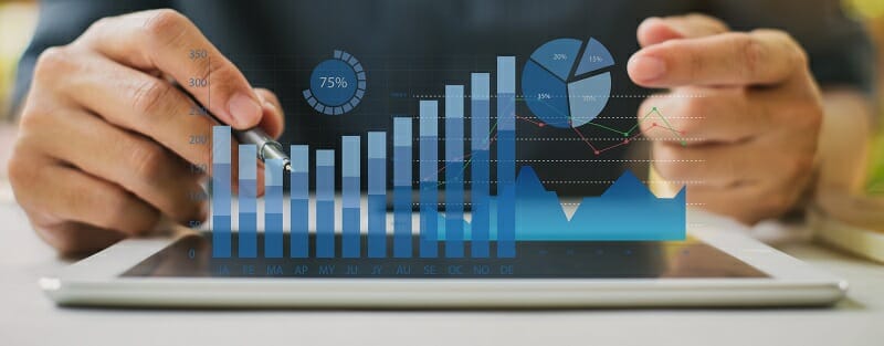 image of AR statistics charts on iPad